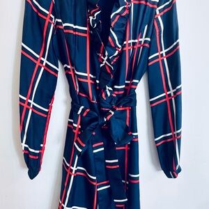 Elizabeth McKay Navy and Red Ruffle Dress